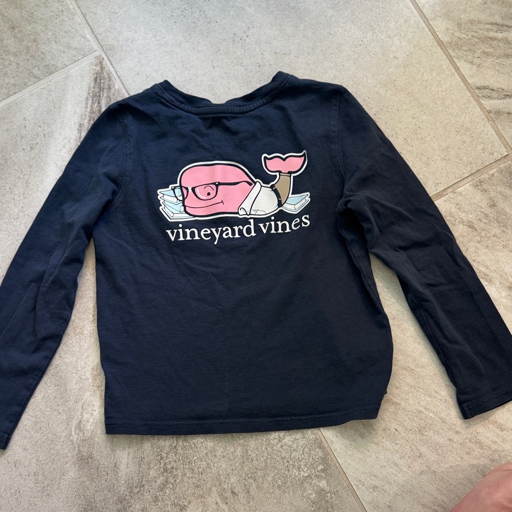 Vineyard Vines Kids Pink Whale Graphic Long Sleeve Tee